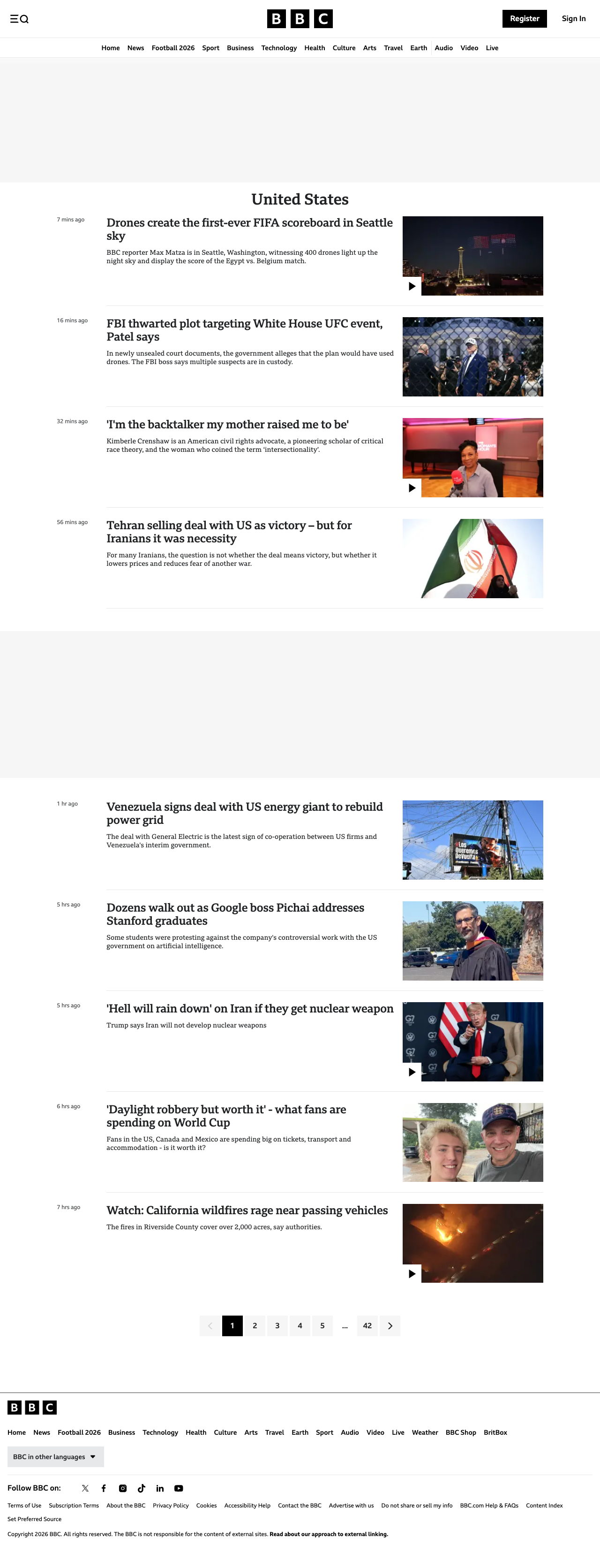 BBC News topic page (we'll scrape headline cards + article URLs)