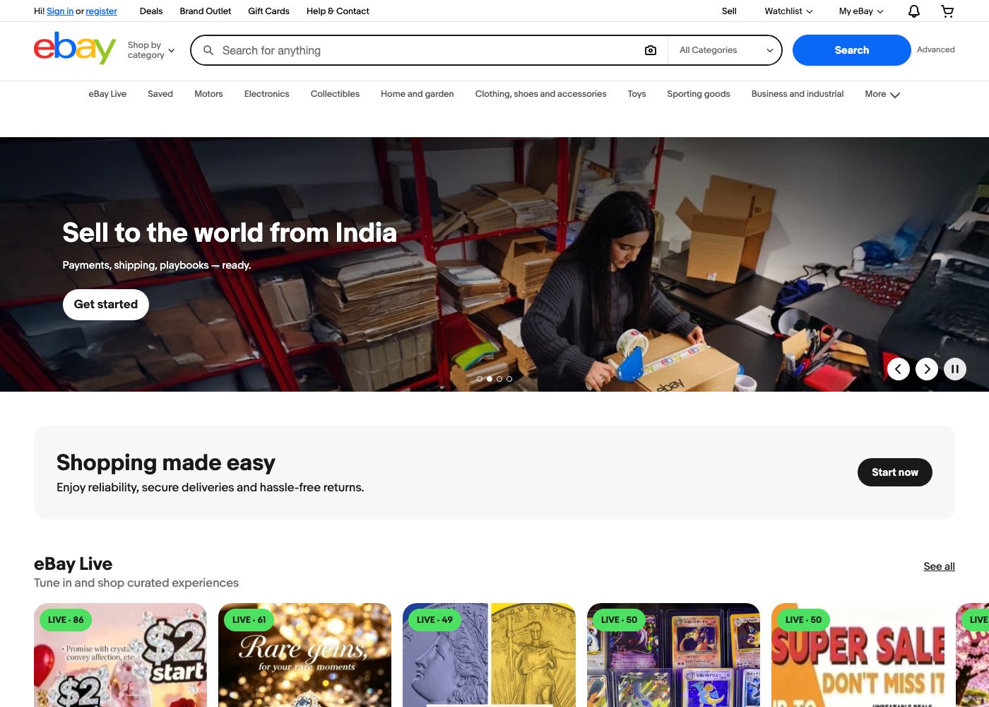eBay search results page (we'll scrape listing cards)
