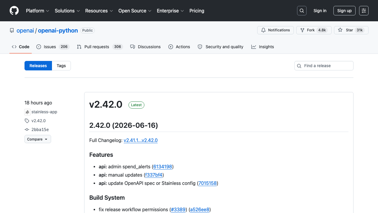 GitHub Releases page