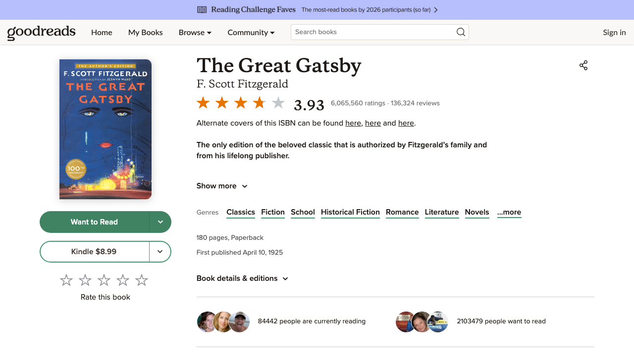 Goodreads book page reviews (we’ll parse ReviewCard blocks)