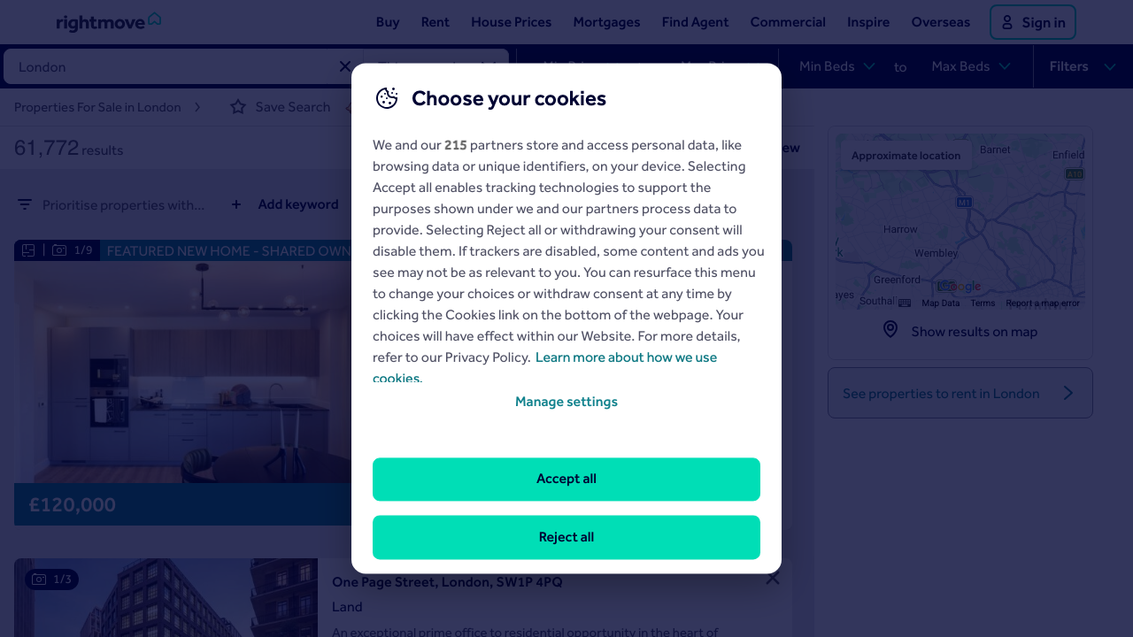 Rightmove results page (we’ll parse listing cards + pagination)